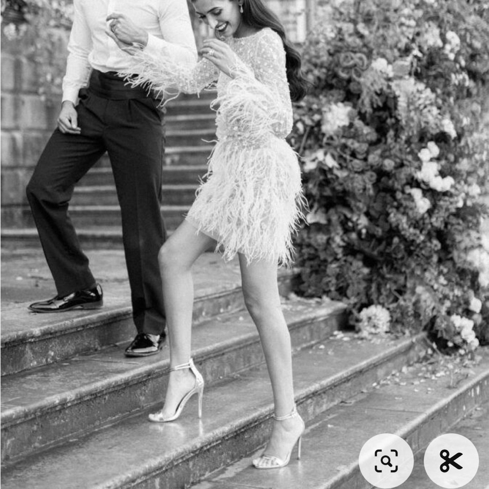 Feathered Wedding Reception Dress